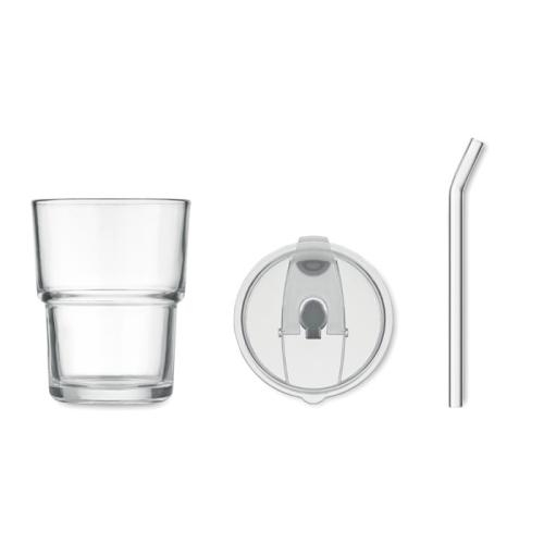 Glazen beker met rietje 400 ml Sip transparant