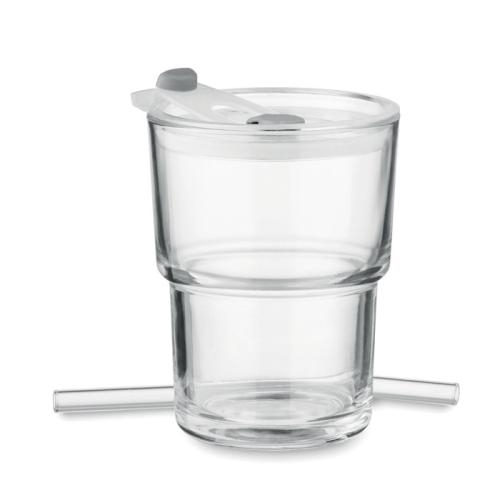 Glazen beker met rietje 400 ml Sip transparant