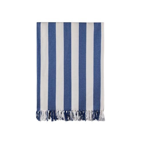VINGA Ornos GRS katoenen hamamdoek blauw/wit