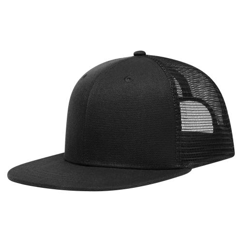 Trucker cap hoog profiel flat peak zwart