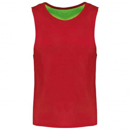 Omkeerbaar multisport-hesje kids rood / fluor groen,6-10