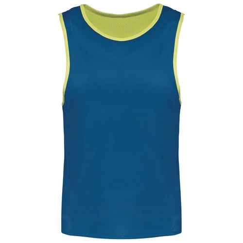 Omkeerbaar multisport-hesje kids fluor geel / royal blauw,10-14