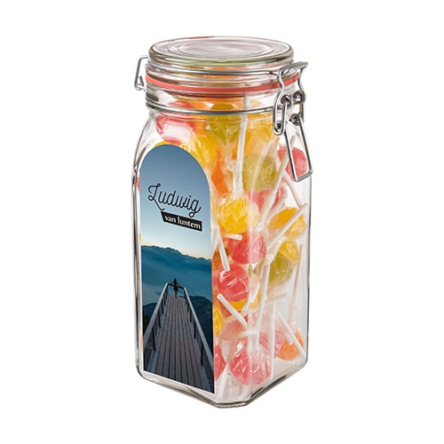 Weckpot 1,5L met snoep lolly mix