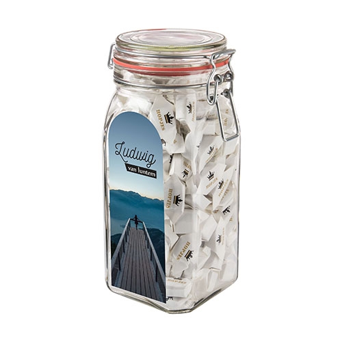 Weckpot 1,5L met snoep hollandse hopjes