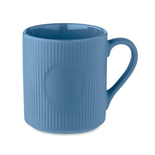 Geribbelde keramische mok 340 ml blauw
