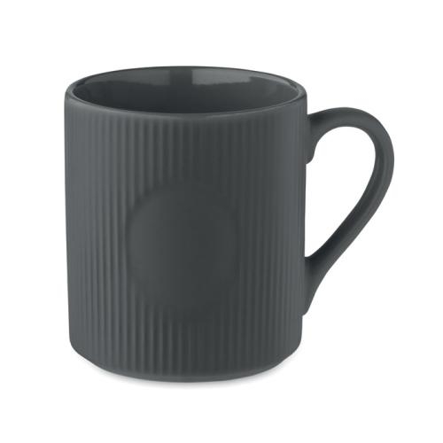 Geribbelde keramische mok 340 ml steengrijs