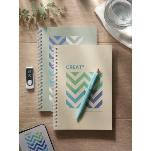 A5-notitieboek gerecycled karton ringband beige