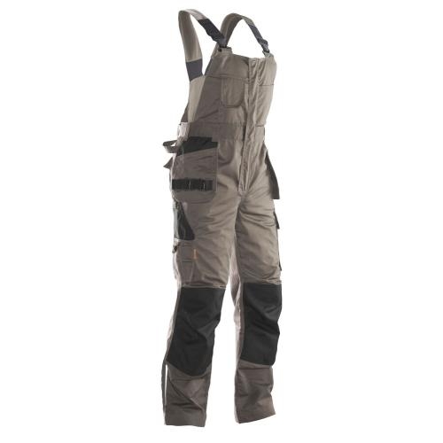3730 Bib en brace overall khaki/zwart,c44