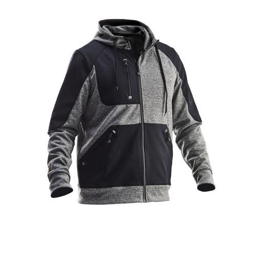 5303 Hoodie spun dye zwart melange/zwart,3xl