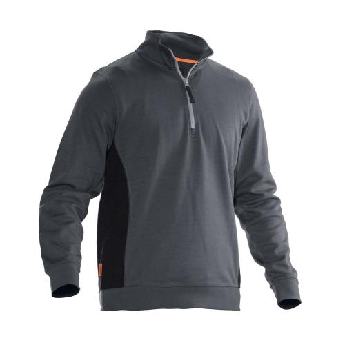 5401 Halfzip sweatshirt donkergrijs/zwart,l
