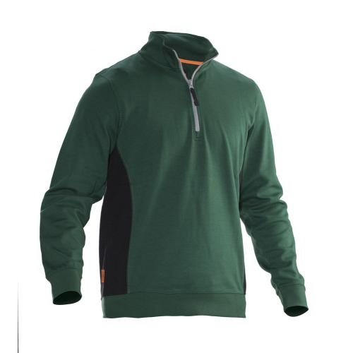 5401 Halfzip sweatshirt bosgroen/zwart,l
