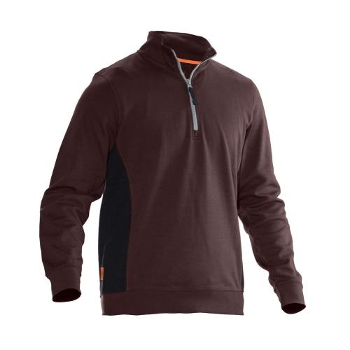 5401 Halfzip sweatshirt bruin/zwart,l