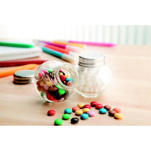 Mini glazen snoeppotje chocolade Chocky multicolour
