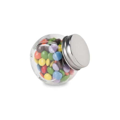 Mini glazen snoeppotje chocolade Chocky multicolour