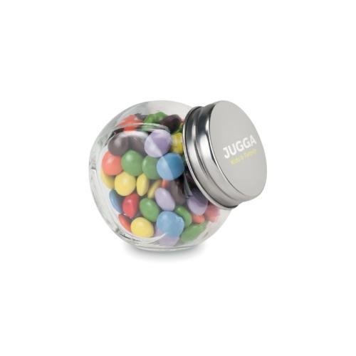Mini glazen snoeppotje chocolade Chocky multicolour