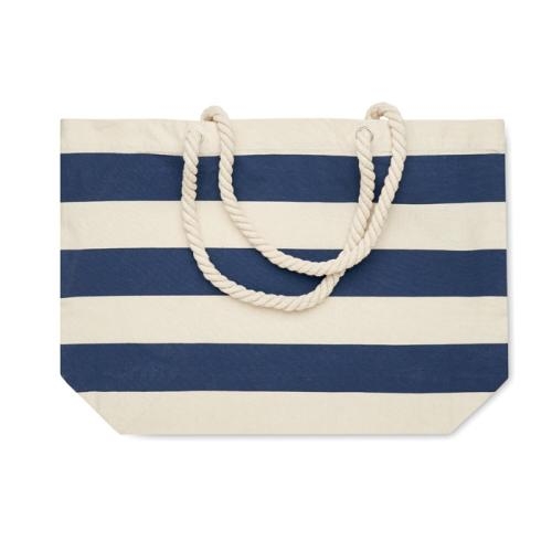 Katoenen strandtas Heaven stripe blauw