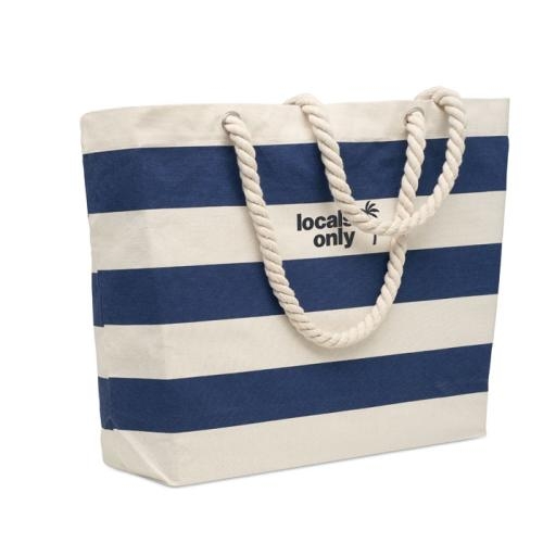 Katoenen strandtas Heaven stripe blauw