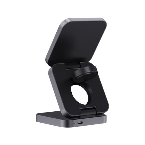 3-in-1 aluminium opvouwbare oplader 15W grijs