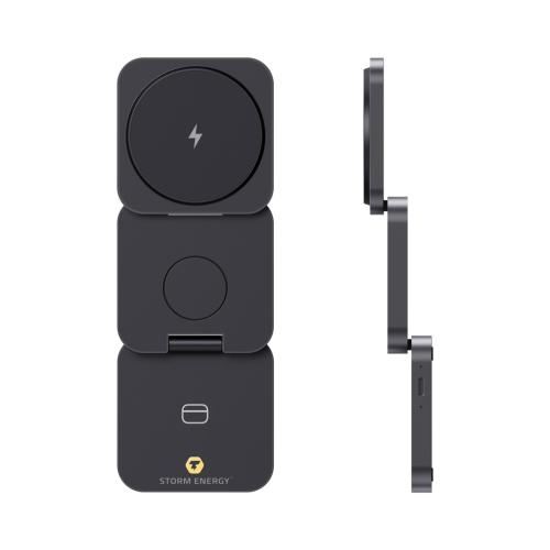 3-in-1 aluminium opvouwbare oplader 15W grijs