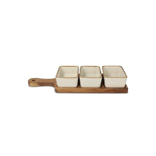 Serveerplank met schaaltjes InSideOut ecru