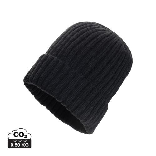 Kennedi AWARE™ Polylana®beanie brede rib zwart