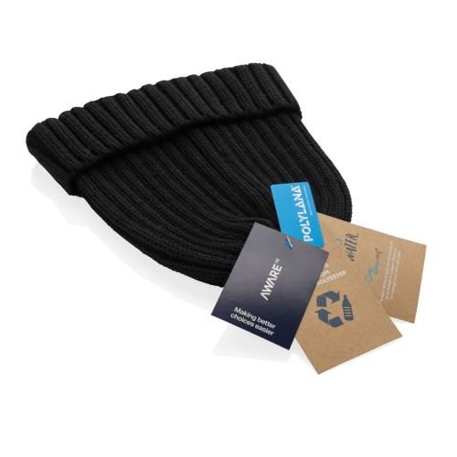 Kennedi AWARE™ Polylana®beanie brede rib zwart