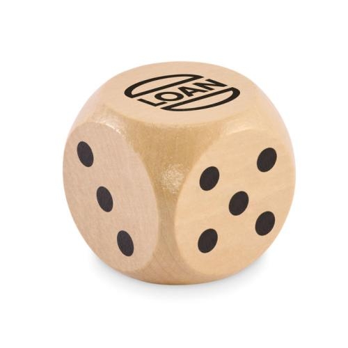 Houten dobbelsteen 5 cm Dado hout