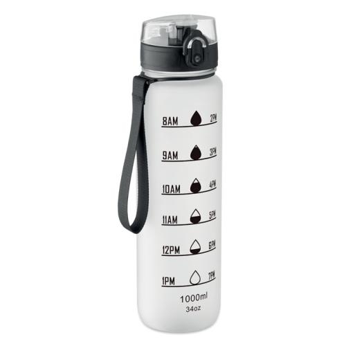 Sportwaterfles RPET 1L Isforden mark transparant/wit