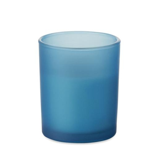 Plantaardige waskaars 80gr Kivas wood blauw