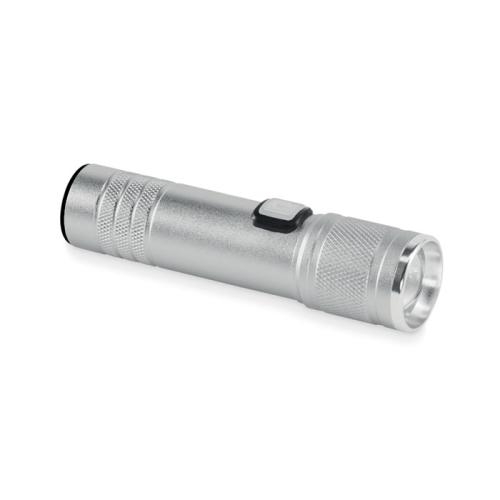Oplaadbare COB-zaklamp Flashra mat zilver