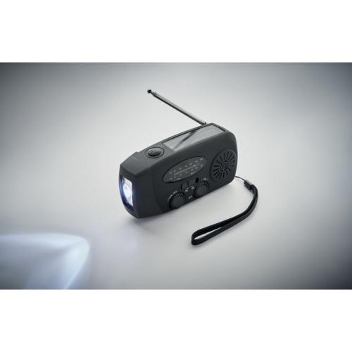 Draagbare radio met LED lamp Onda zwart
