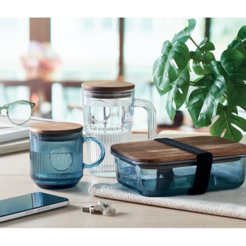 Glazen ribbelmok 300 ml Vitrio transparant blauw