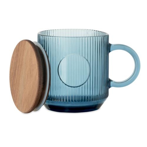 Glazen ribbelmok 300 ml Vitrio transparant blauw