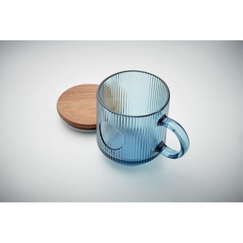 Glazen ribbelmok 300 ml Vitrio transparant blauw