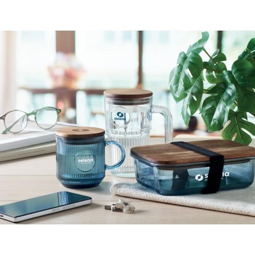 Glazen ribbelmok 300 ml Vitrio transparant blauw