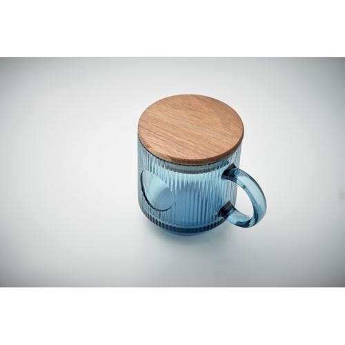 Glazen ribbelmok 300 ml Vitrio transparant blauw
