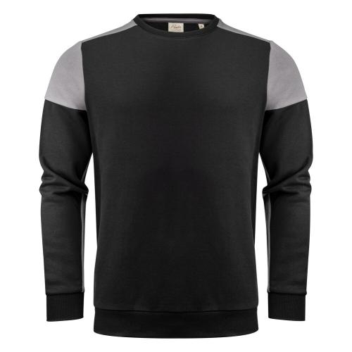 Prime crewneck sweater unisex zwart/staalgrijs,l