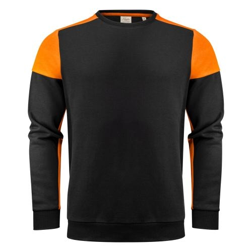 Prime crewneck sweater unisex zwart/oranje,l