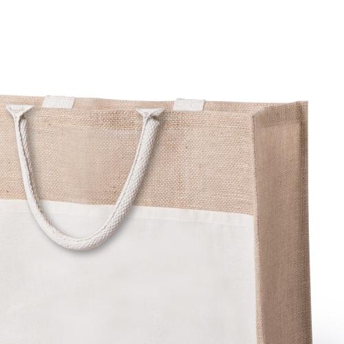 Jute tas met katoenen vak zwart
