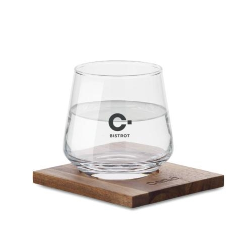Whiskyglas met onderzetter Drinks transparant