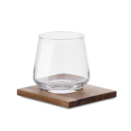 Whiskyglas met onderzetter Drinks transparant