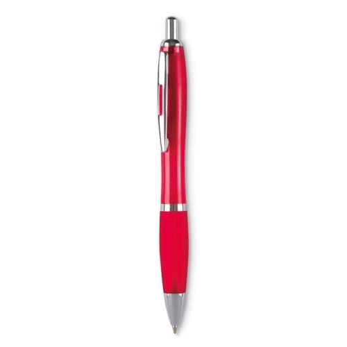 Balpen met drukmechanisme Riocolour transparant rood