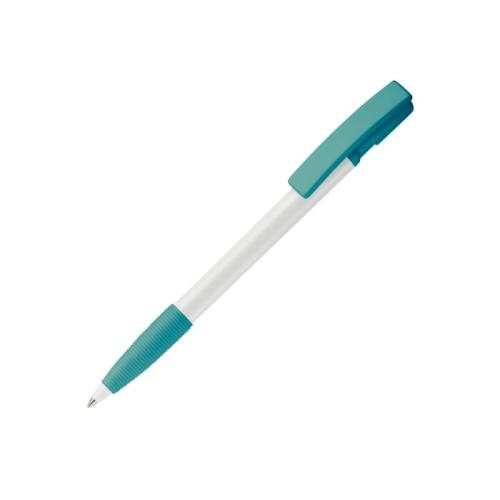 Balpen Nash grip hardcolour wit / turquoise