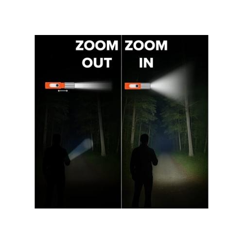 Oplaadbare 10W LED-zaklamp zoom blauw