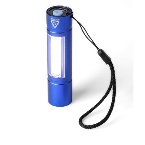 Gerecycled aluminium COB-zaklamp Sami kobaltblauw