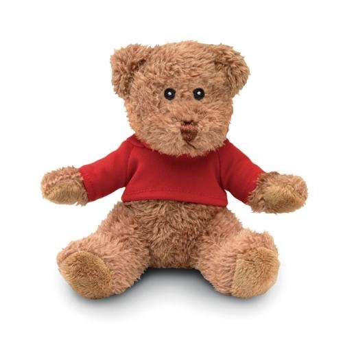 Teddybeer met T-shirt Johnny-T rood
