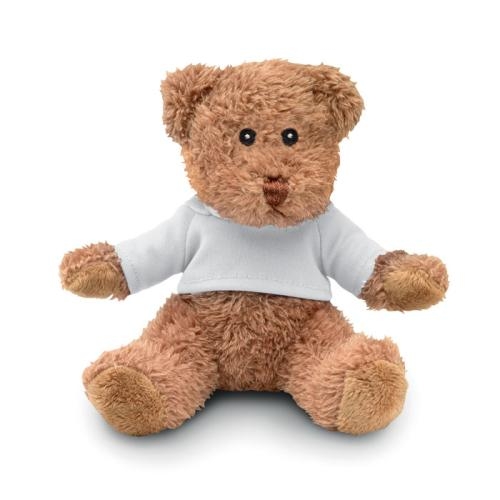 Teddybeer met T-shirt Johnny-T wit