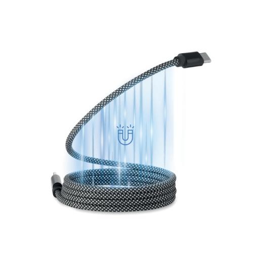 RPET magnetische kabel Braid wit/zwart