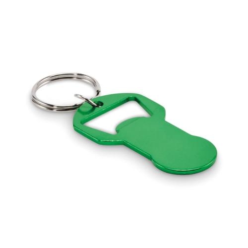 Alu sleutelhanger flesopener Clave groen