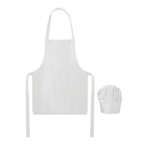 Kinderschort en koksmuts Kid chef wit